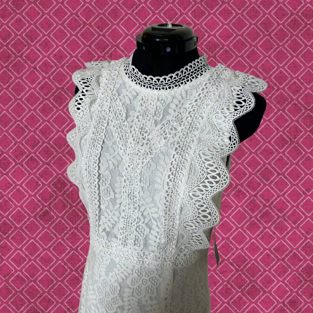 NWT Lulu's High-Neck White Lace Tank Mini Dress - Picture 1 of 11